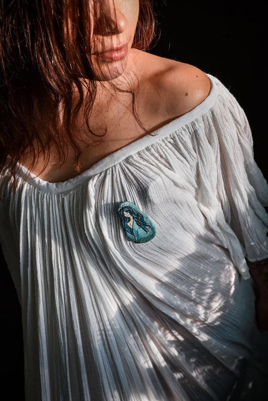 Handmade Selkie Brooch: Scottish Folklore Ceramic Pin