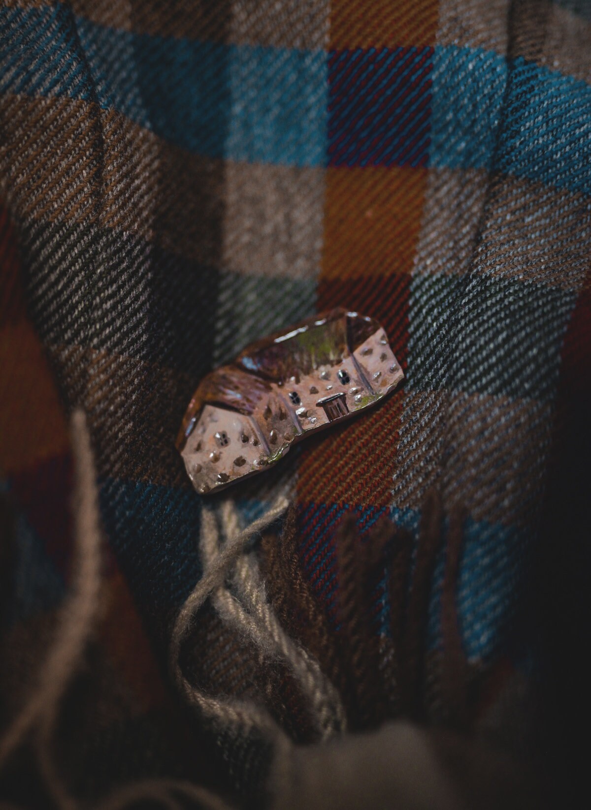 Leanach Cottage Brooch: Hand-Painted Terracotta Scottish Jewelry