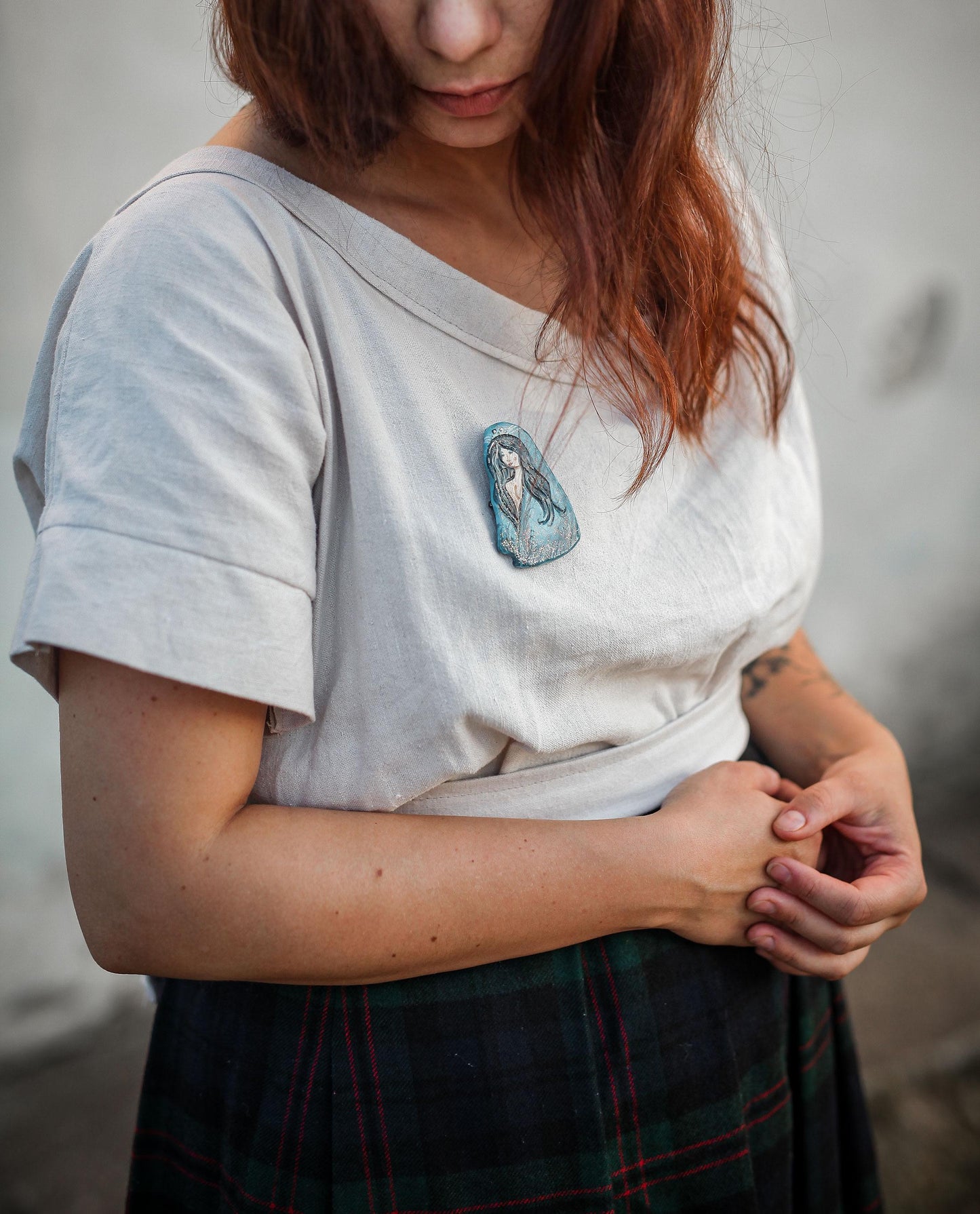 Handmade Selkie Brooch: Scottish Folklore Ceramic Pin